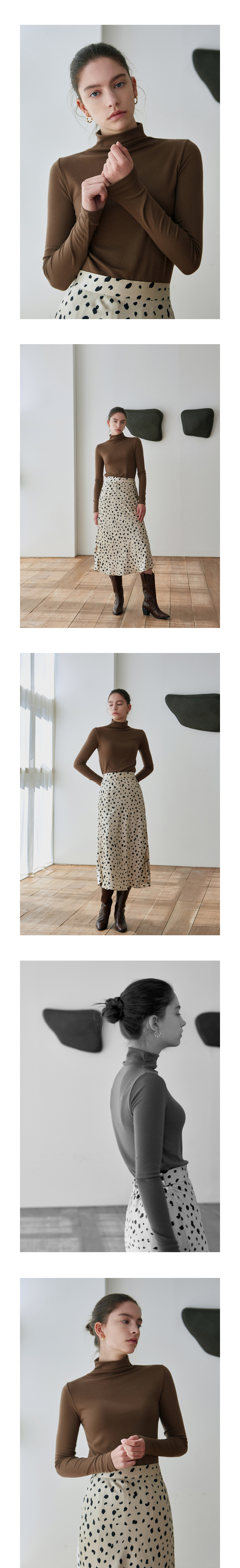 HIGH NECK SLIM TOP #徐睿知同款! - 11 COLORS BROWN