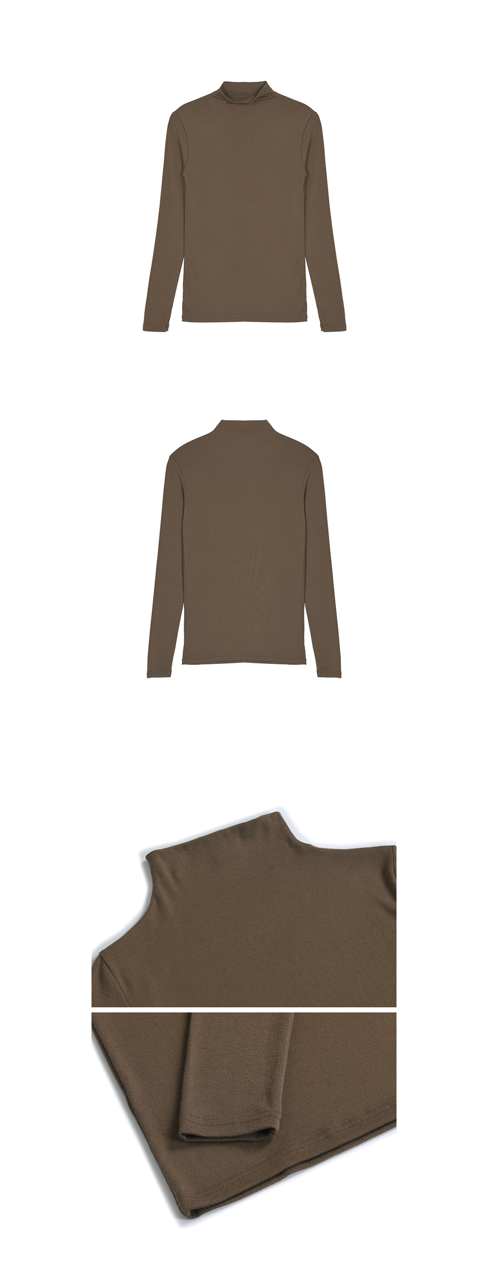 HIGH NECK SLIM TOP #徐睿知同款! - 11 COLORS BROWN