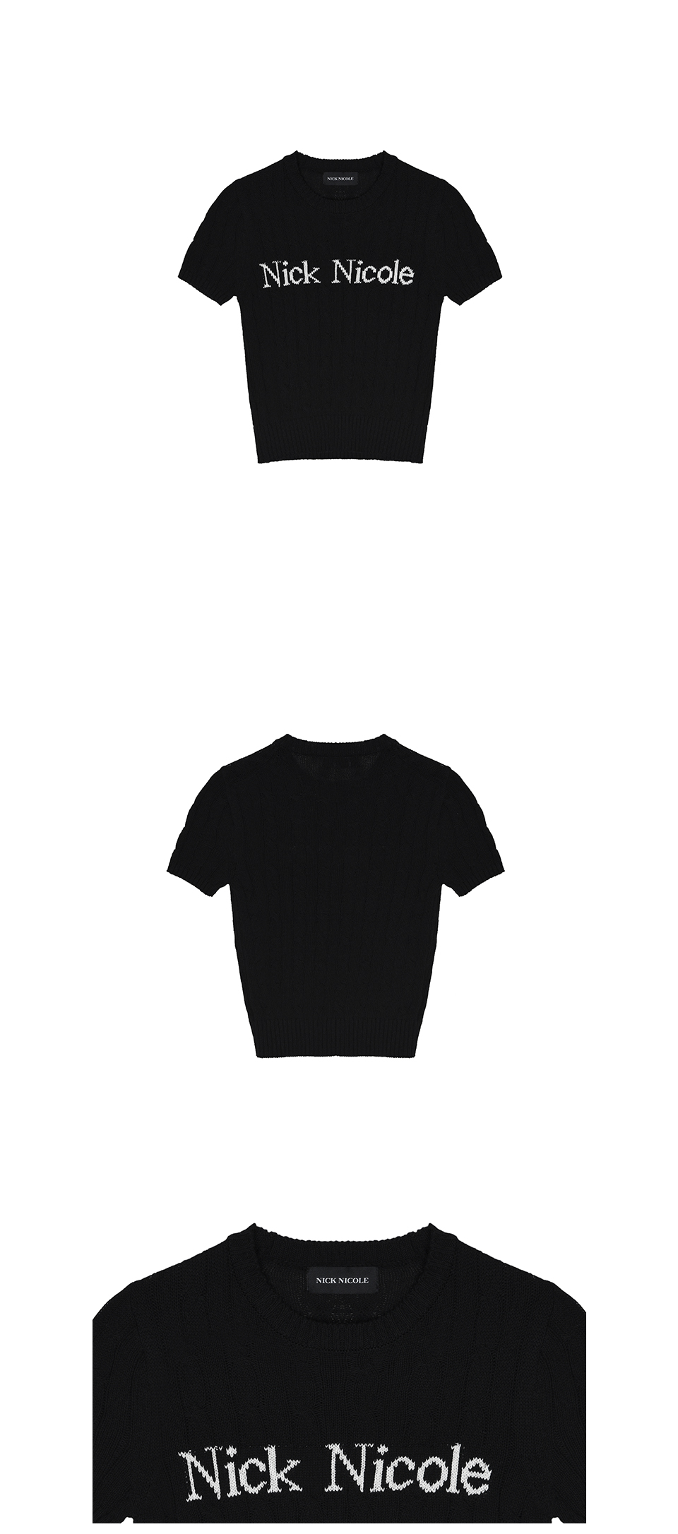 MUSINSA公式 | NICK&NICOLE NICK NICOLE CABLE HALF KNIT_BLACK