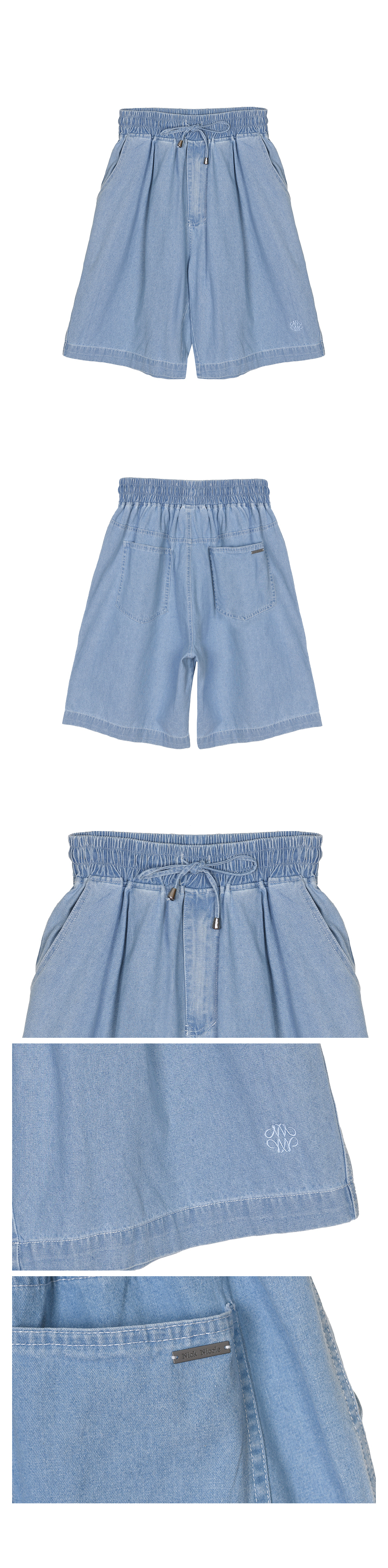 MUSINSA | NICK&NICOLE WASHED BANDING BURMUDA DENIM PANTS_SKY