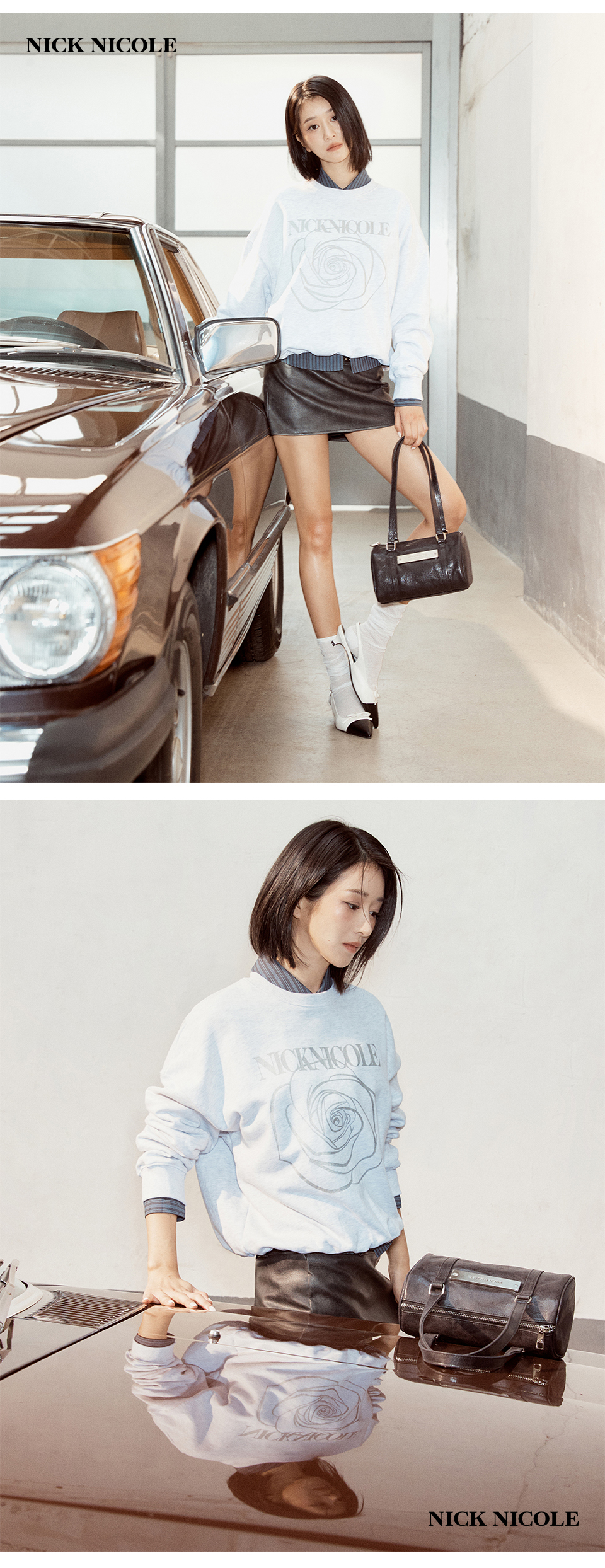 NICOLE ROSE PRINTING SWEATSHIRT #徐睿知同款! - 8 COLORS CHARCOAL