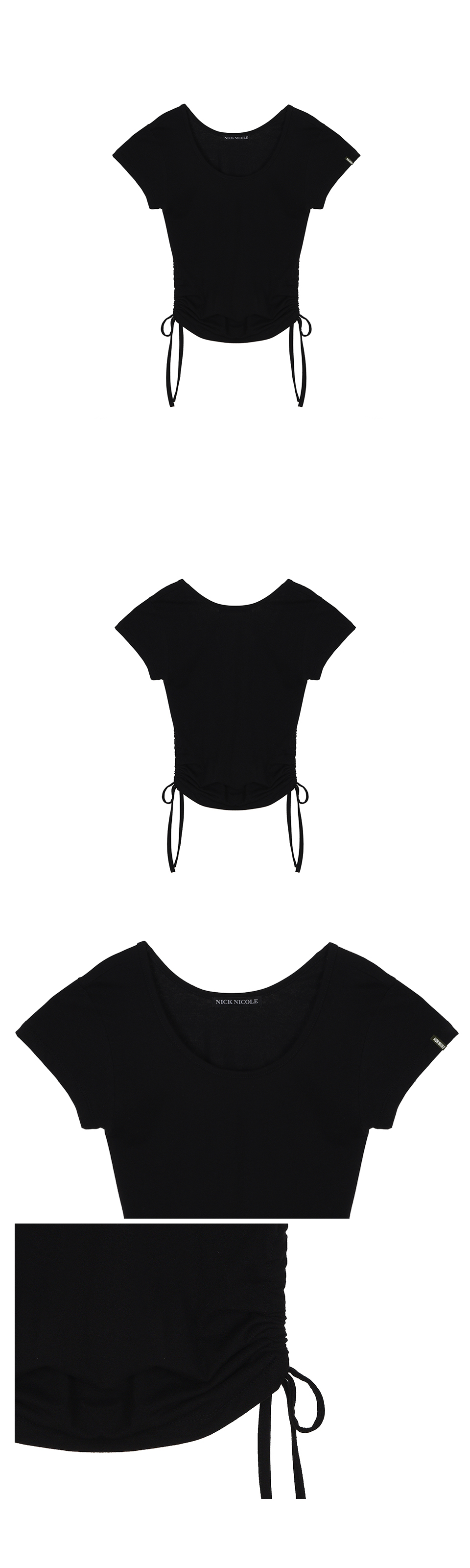 MUSINSA | NICK&NICOLE SIDE HOLE SHIRRING TOP_BLACK