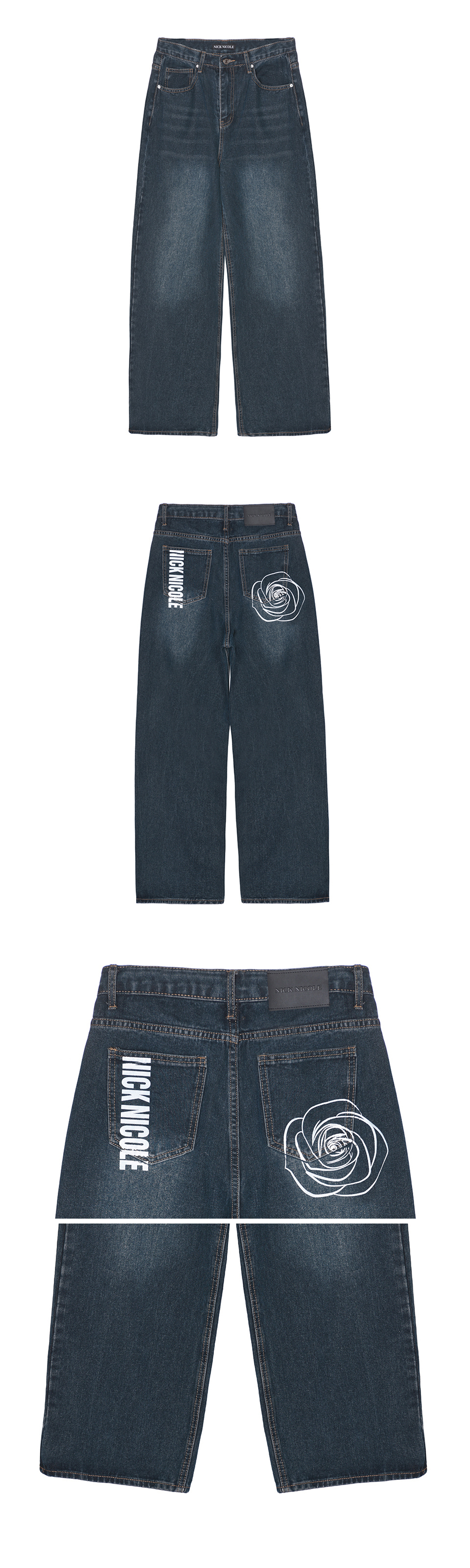 デニム・ジーパン [NICK&NICOLE] NICOLE ROSE PRINTING MINIMAL DENIM PANTS MUSINSA | NICK&NICOLE NICOLE ROSE PRINTING WASHING DENIM