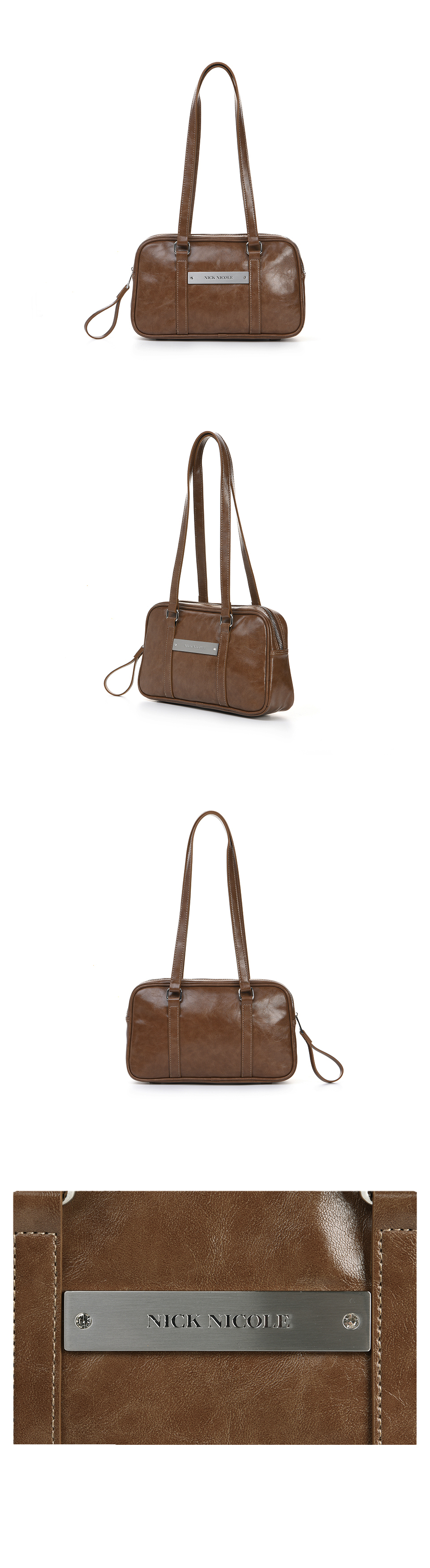 CRYSTAL LEATHER MINI BOSTON BAG #徐睿知同款! - 4 COLORS CAMEL