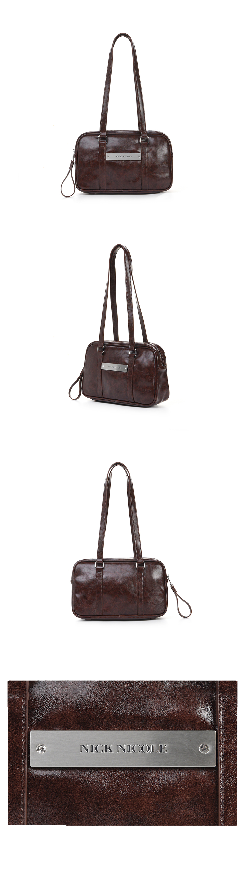 ★NlCK&NLCOLE★ CRYSTAL LEATHER MINI BOSTON BAG_RED BROWN MUSINSA | NICK&NICOLE CRYSTAL LEATHER MINI BOSTON BAG_RED BROWN