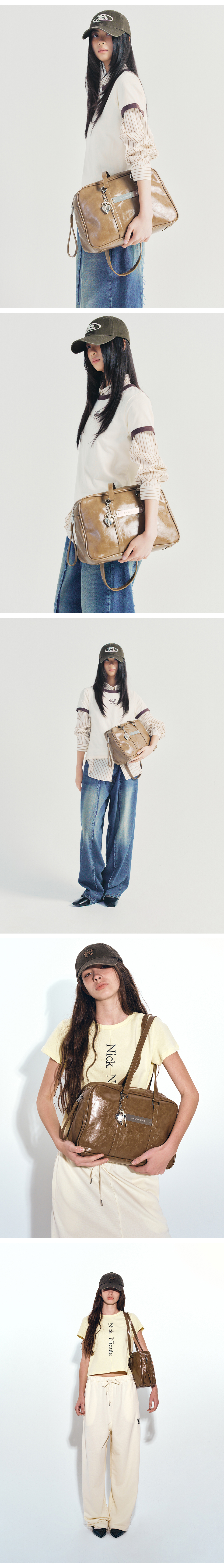 CRYSTAL LEATHER BOSTON BAG #徐睿知同款! - 5 COLORS CAMEL