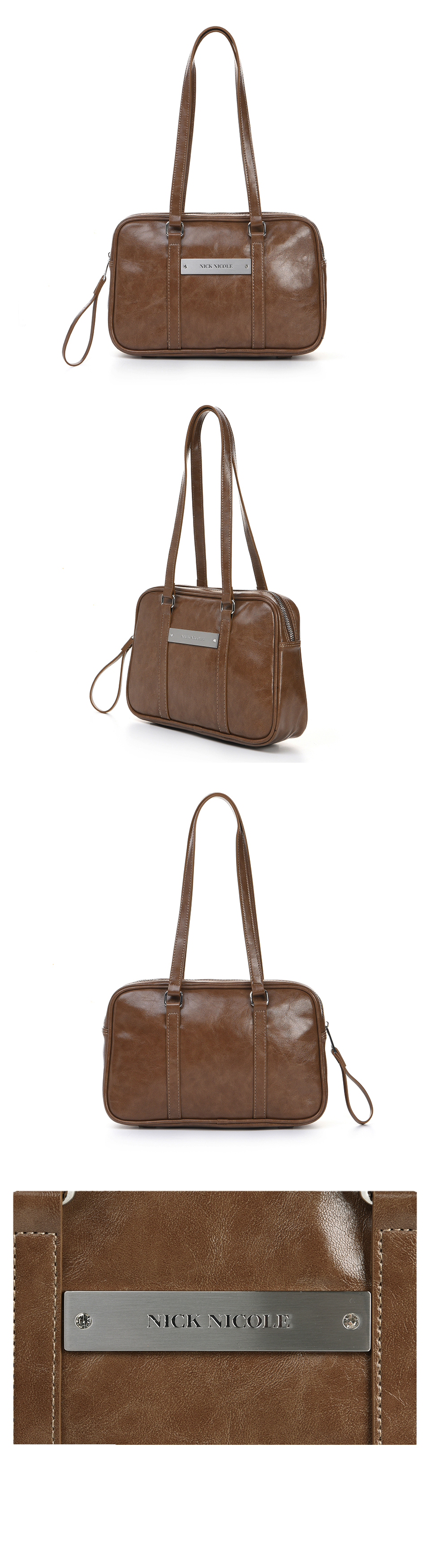 CRYSTAL LEATHER BOSTON BAG #徐睿知同款! - 5 COLORS CAMEL