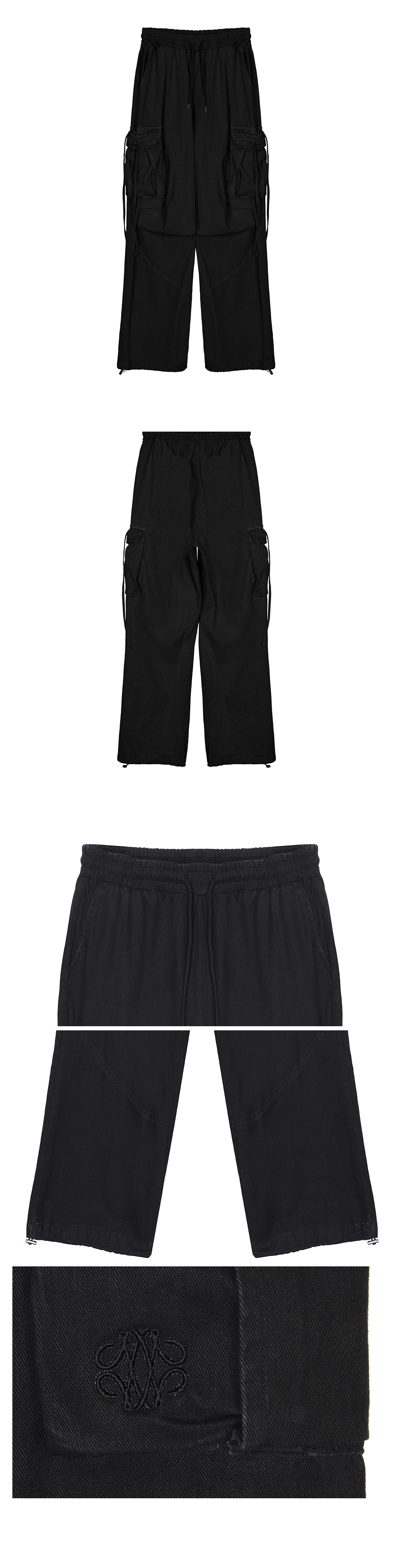 MUSINSA | NICK&NICOLE VINTAGE CARGO STRING WIDE PANTS_BLACK