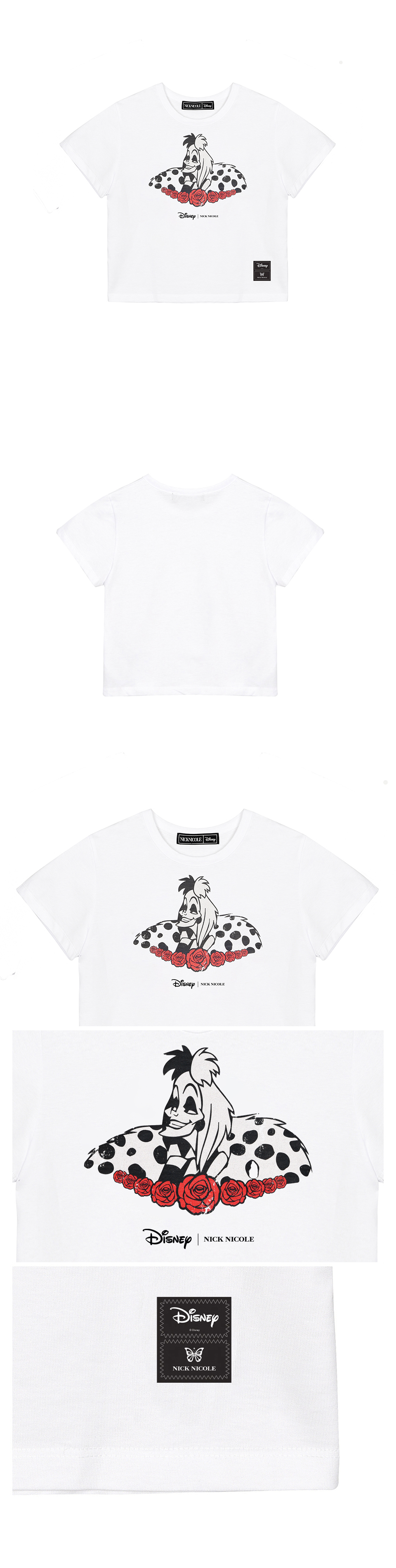 MUSINSA公式 | NICK&NICOLE DISNEY ROSE CRUELLA CROP TOP_WHITE