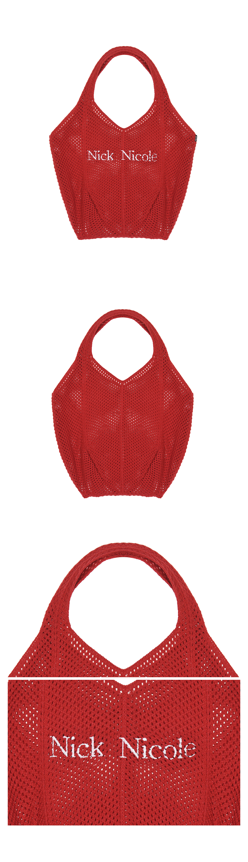 NICOLE CROCHET KNIT BAG_RED - 닉앤니콜