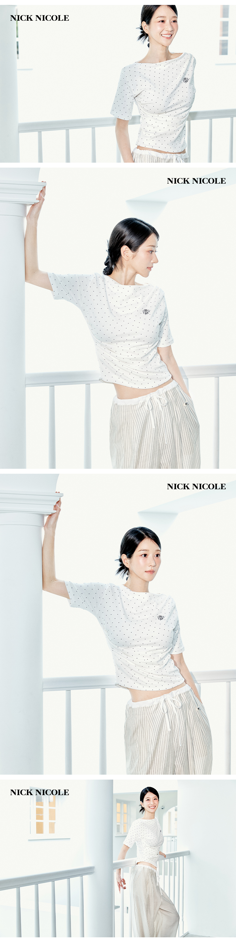 DOT HALF SHIRRING DRAPE BOAT NECK TOP #徐睿知同款! - 4 COLORS GREY
