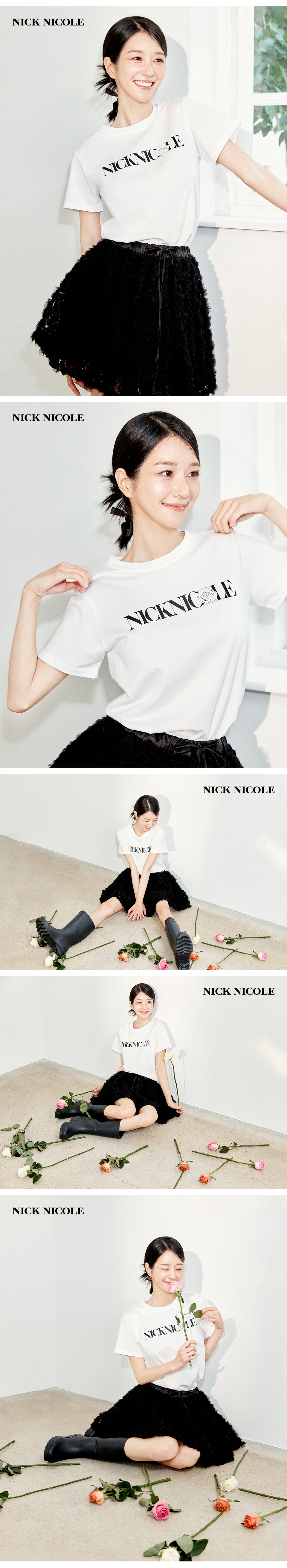 NICOLE ROSE LETTERING SLIM TOP #徐睿知同款! - 2 COLORS BLACK