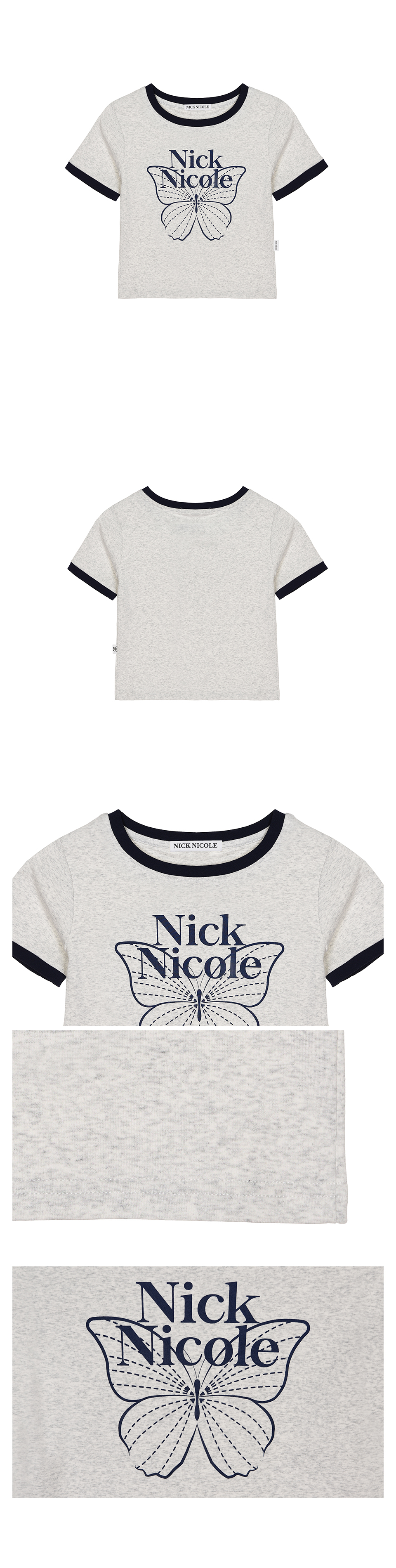 Tシャツ・カットソー NICK&NICOLE I LOVE BUTTERFLY RINGER CROP TOP 4BUK370 NICK & NICOLE] I LOVE BUTTERFLY LINE CROP TOP (NICK&NICOLE/T