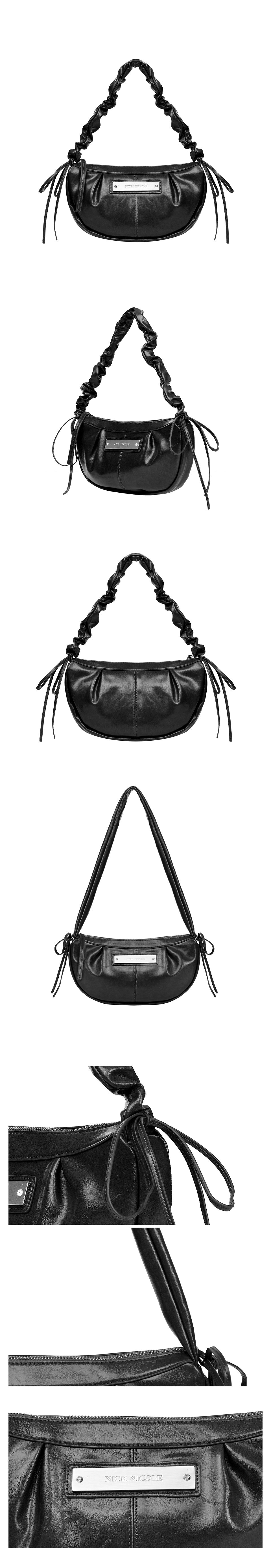 CRYSTAL SHIRRING RIBBON ROUND BAG #徐睿知同款! - 5 COLORS BLACK
