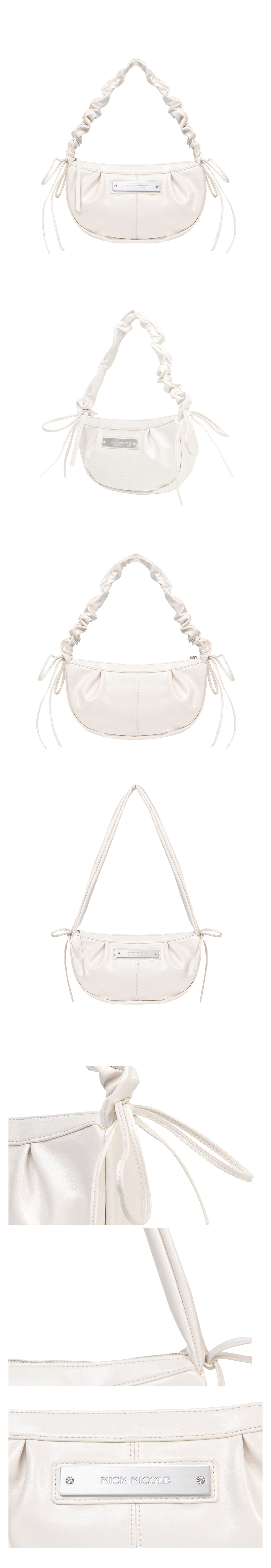 CRYSTAL SHIRRING RIBBON ROUND BAG #徐睿知同款! - 5 COLORS CREAM