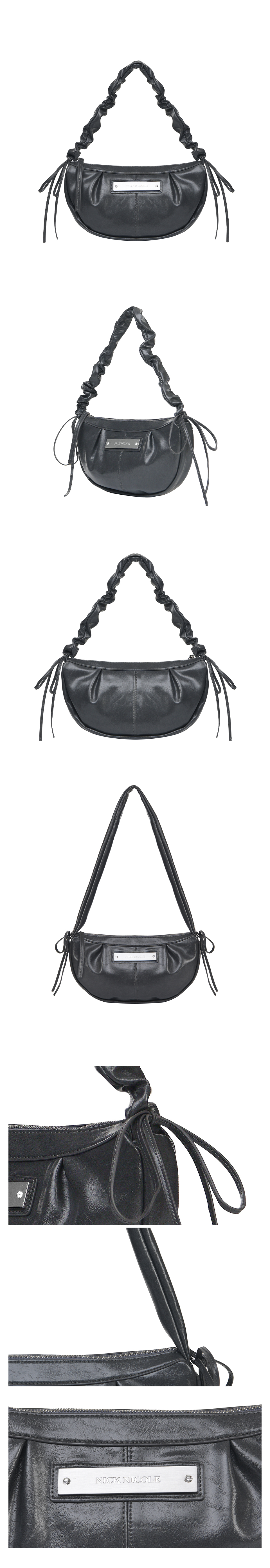 CRYSTAL SHIRRING RIBBON ROUND BAG #徐睿知同款! - 5 COLORS CHARCOAL