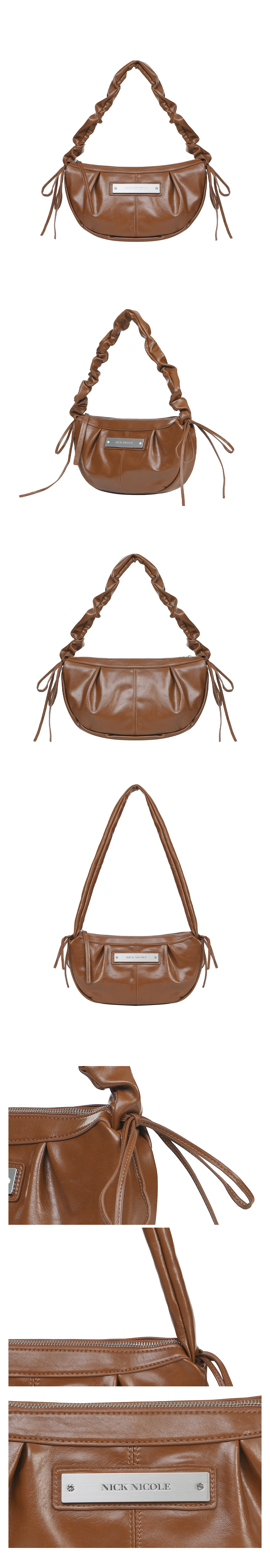 CRYSTAL SHIRRING RIBBON ROUND BAG #徐睿知同款! - 5 COLORS BROWN