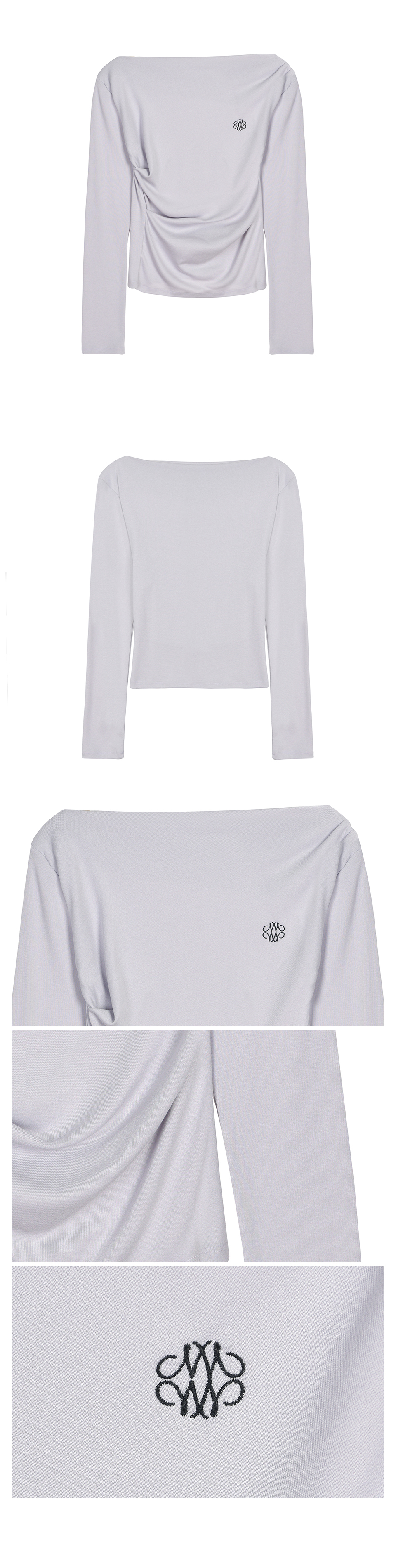 SHIRRING DRAPE BOAT NECK TOP #徐睿知同款! - 5 COLORS PURPLE