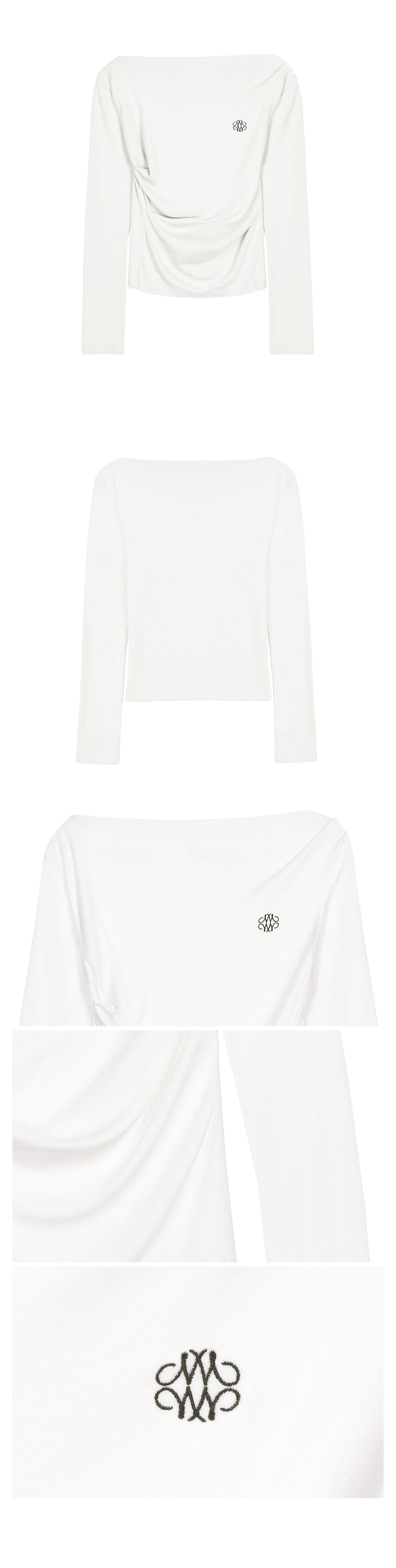 SHIRRING DRAPE BOAT NECK TOP #徐睿知同款! - 5 COLORS IVORY
