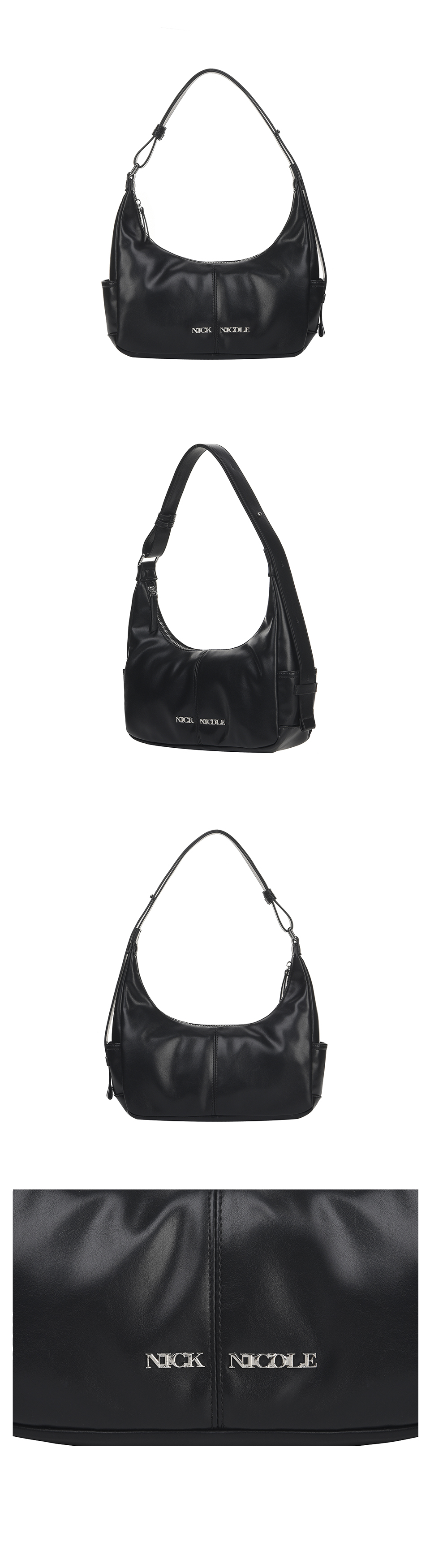 LOGO POCKET HALF SHOULDER BAG #徐睿知同款! - 2 COLORS BLACK
