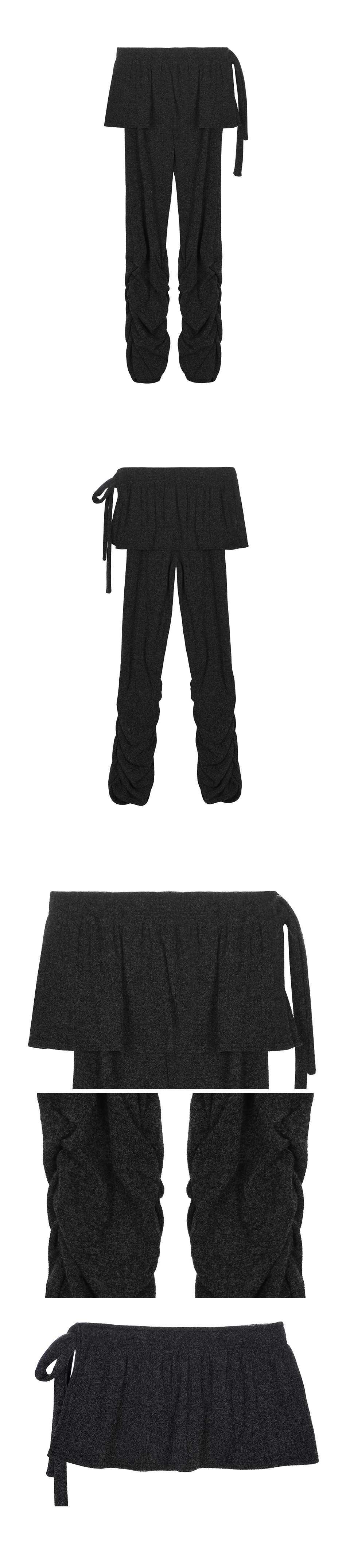 SHIRRING LAYERED SKIRT PANTS #徐睿知同款! - 2 COLORS CHARCOAL
