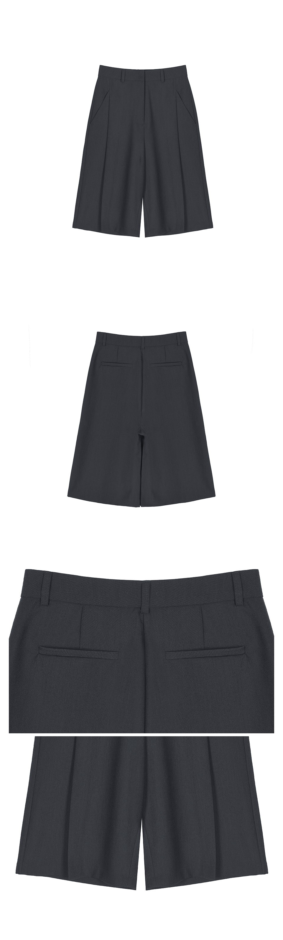 WIDE PINTUCK BERMUDA PANTS #徐睿知同款! - 2 COLORS CHARCOAL
