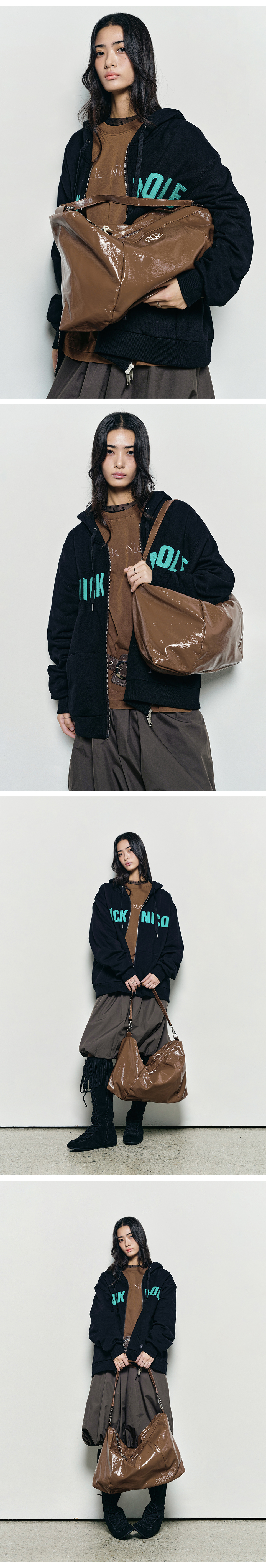 NICOLE MEGA SQUARE SHOULDER BAG #徐睿知同款! - 3 COLORS BROWN
