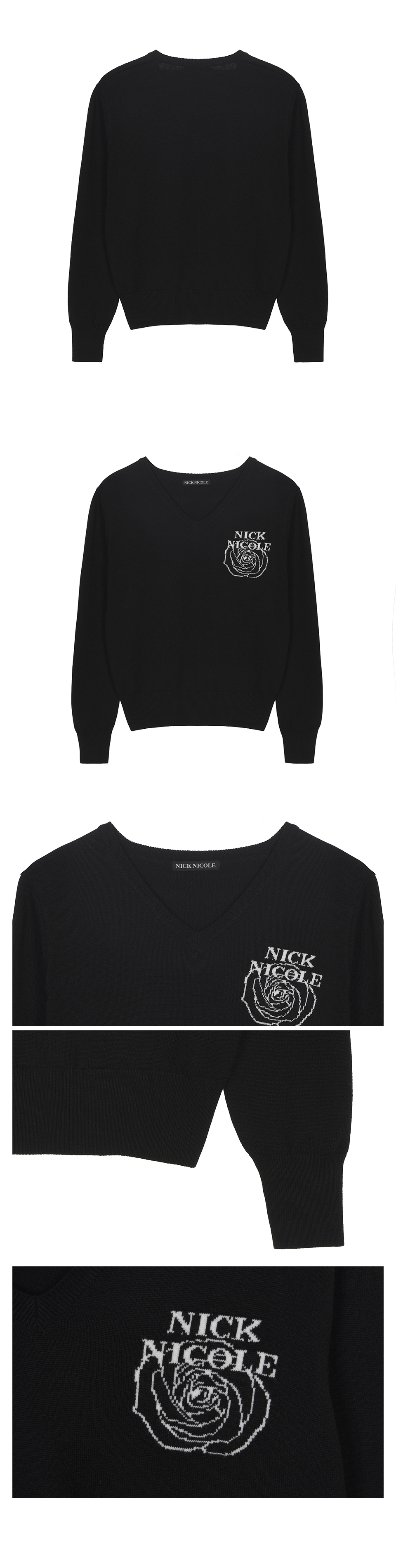 NICOLE MINI ROSE JAQUARD KNIT #徐睿知同款! - 3 COLORS BLACK