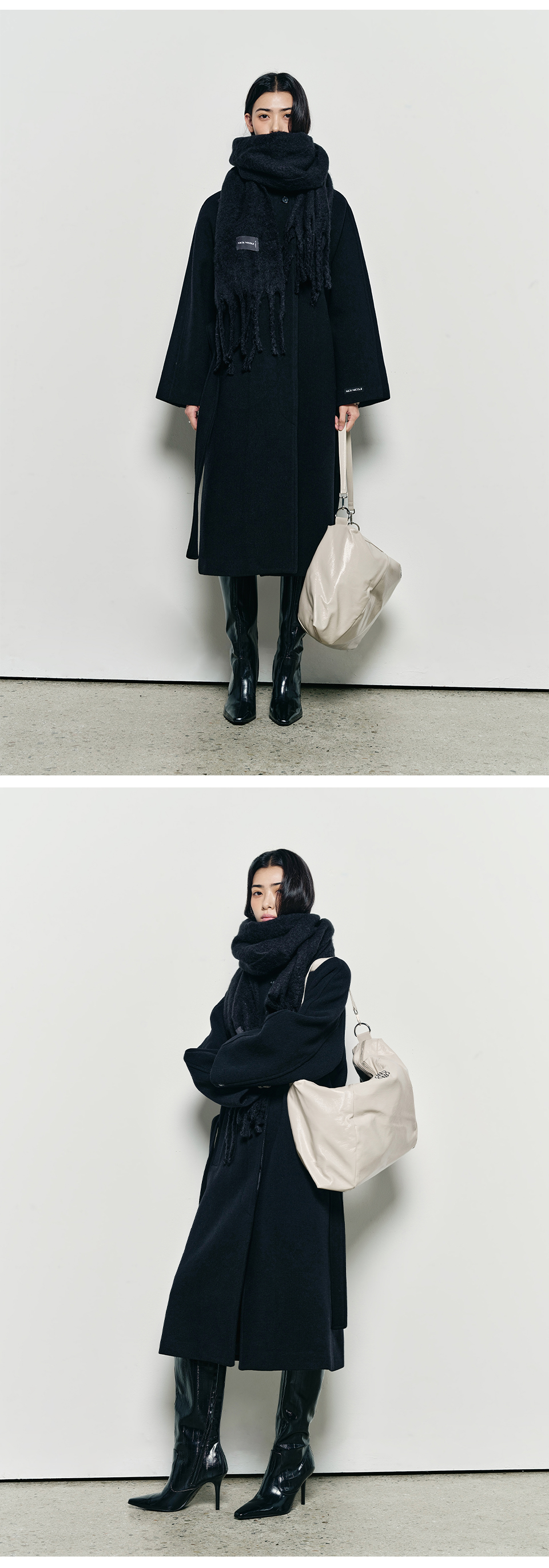 NICOLE MEGA SQUARE SHOULDER BAG #徐睿知同款! - 3 COLORS CREAM