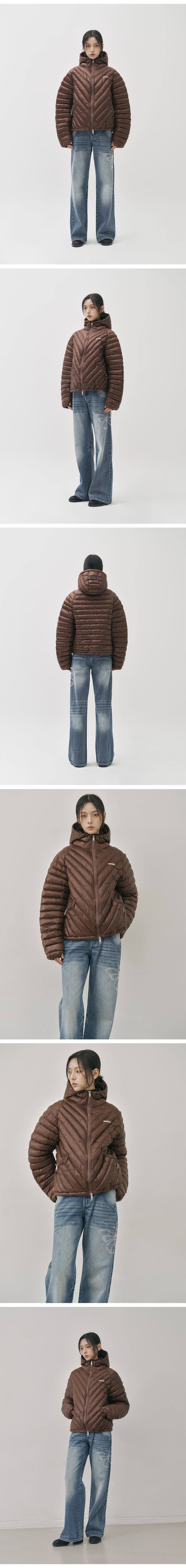 NICOLE LIGHT WEIGHT HOODY PADDING #徐睿知同款! - 6 COLORS BROWN