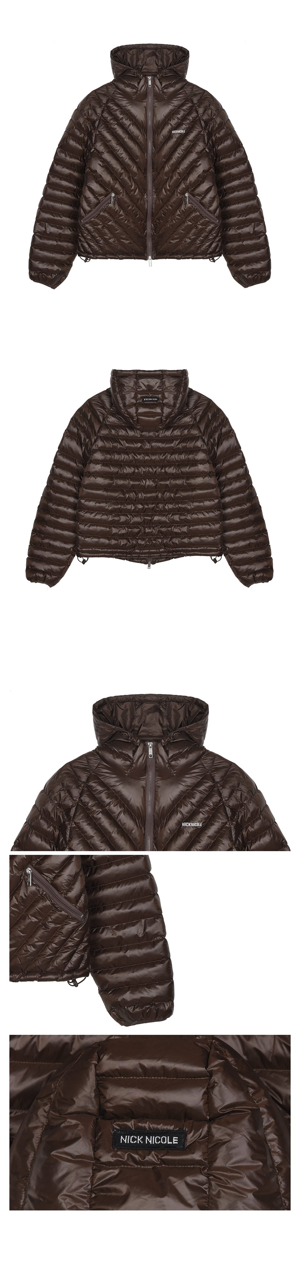 NICOLE LIGHT WEIGHT HOODY PADDING #徐睿知同款! - 6 COLORS BROWN