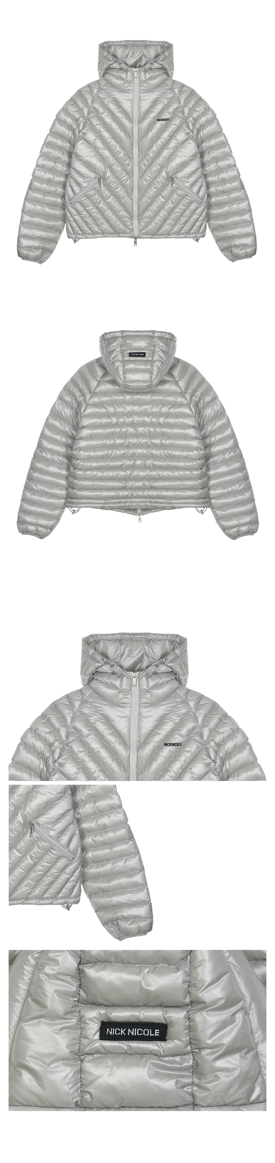 NICOLE LIGHT WEIGHT HOODY PADDING #徐睿知同款! - 6 COLORS LIGHT GREY
