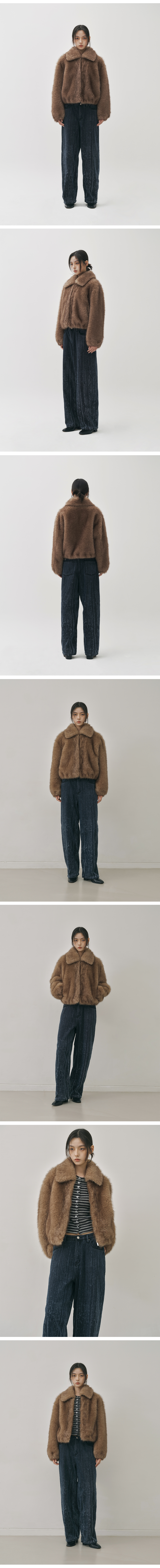 FLUFFY MIX FUR JACKET #徐睿知同款! - 2 COLORS BROWN