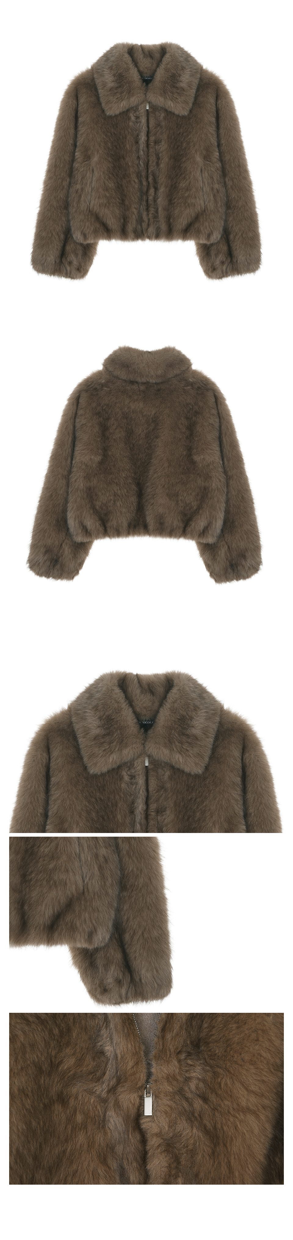 FLUFFY MIX FUR JACKET #徐睿知同款! - 2 COLORS BROWN