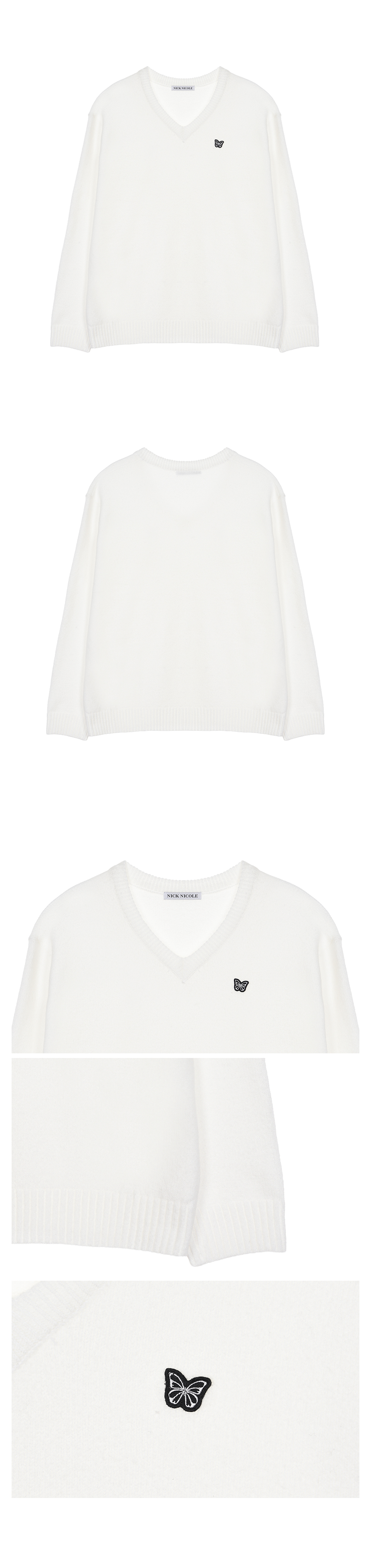BUTTERFLY PATCH V-NECK KNIT #徐睿知同款! - 3 COLORS AS SHOWN