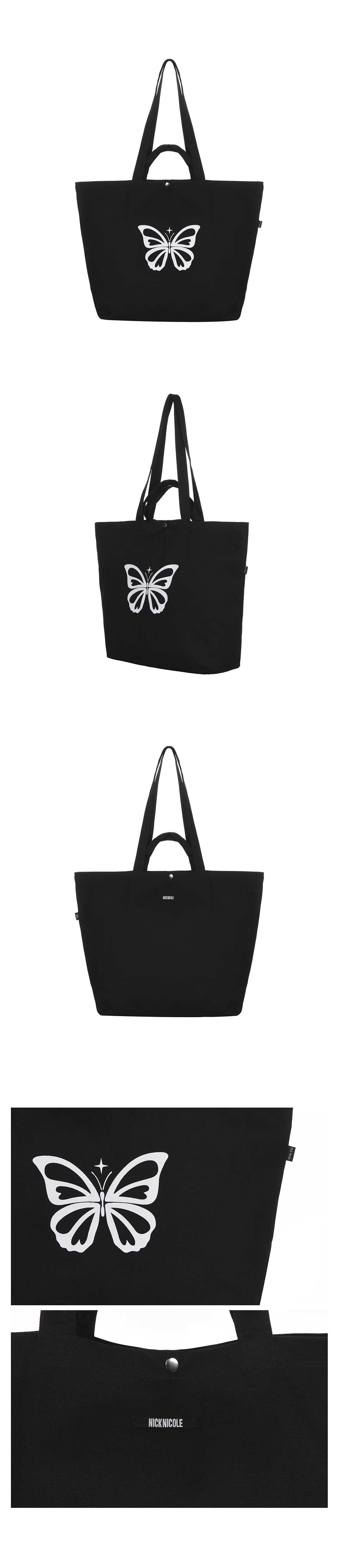 BUTTERFLY GRAPHIC CANVAS BAG OATMEAL - 2 COLORS BLACK