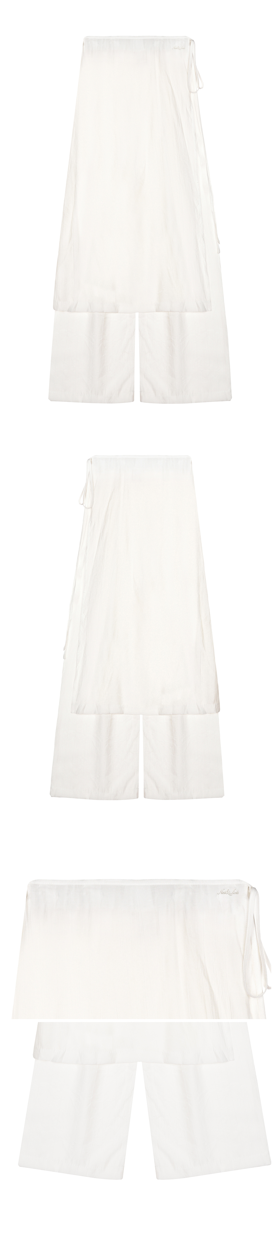 WRINKLE LAYERED WRAP SKIRT PANTS #徐睿知同款! - 3 COLORS IVORY