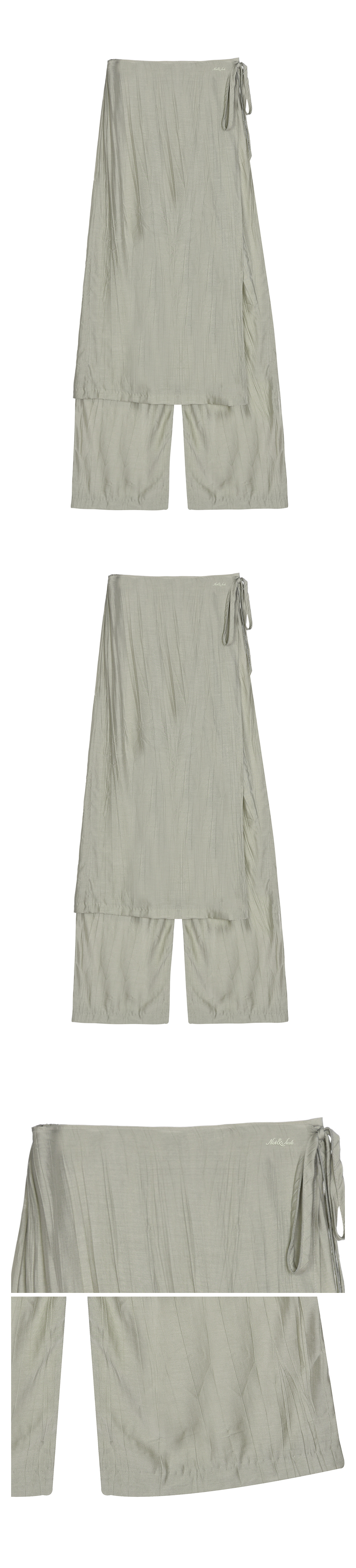 WRINKLE LAYERED WRAP SKIRT PANTS #徐睿知同款! - 3 COLORS KHAKI