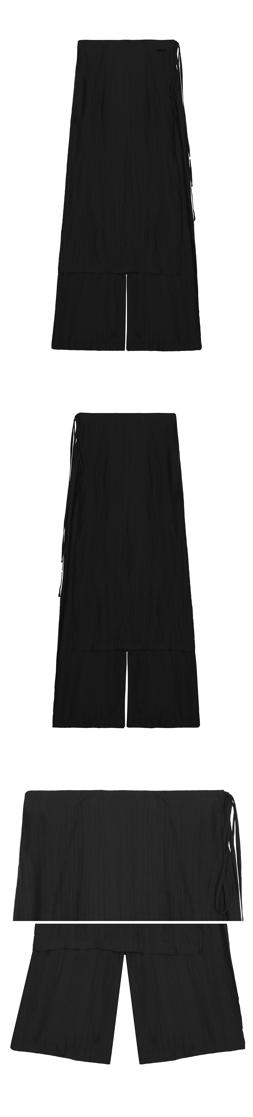 WRINKLE LAYERED WRAP SKIRT PANTS #徐睿知同款! - 3 COLORS BLACK