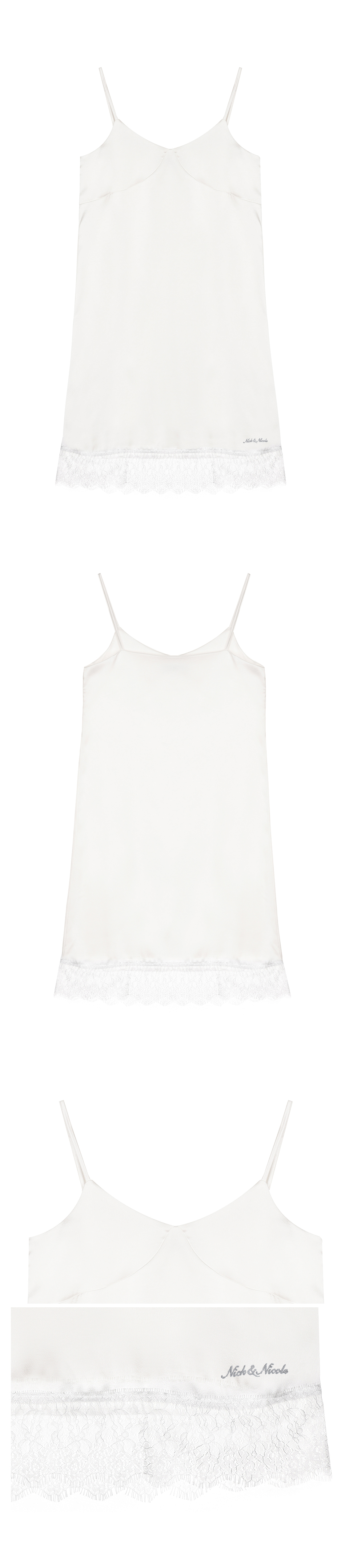 SATIN LACE SLIP DRESS #徐睿知同款! - 2 COLORS IVORY