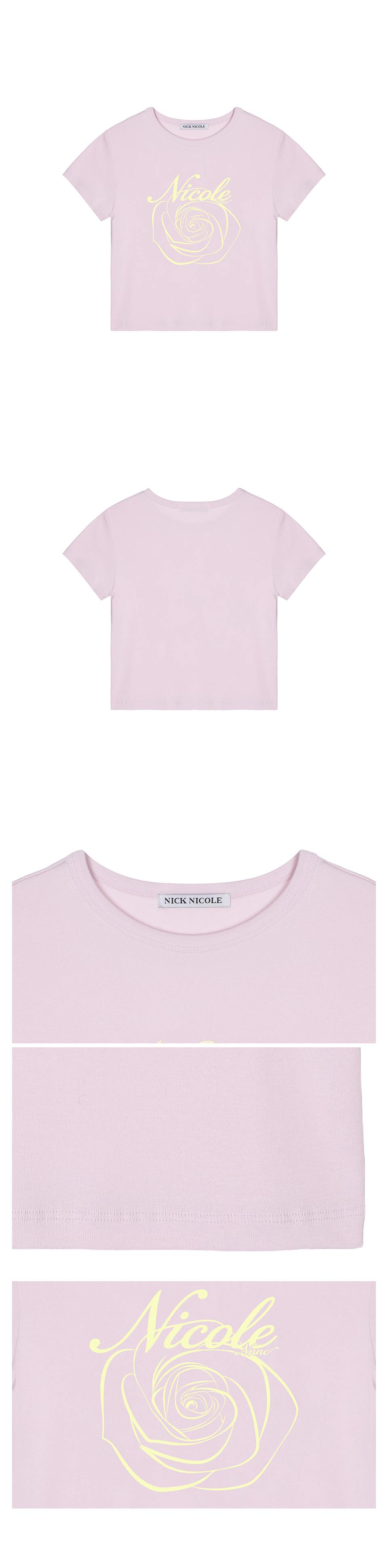 ROSE LETTERING CROPPED TOP #徐睿知同款! - 5 COLORS PINK