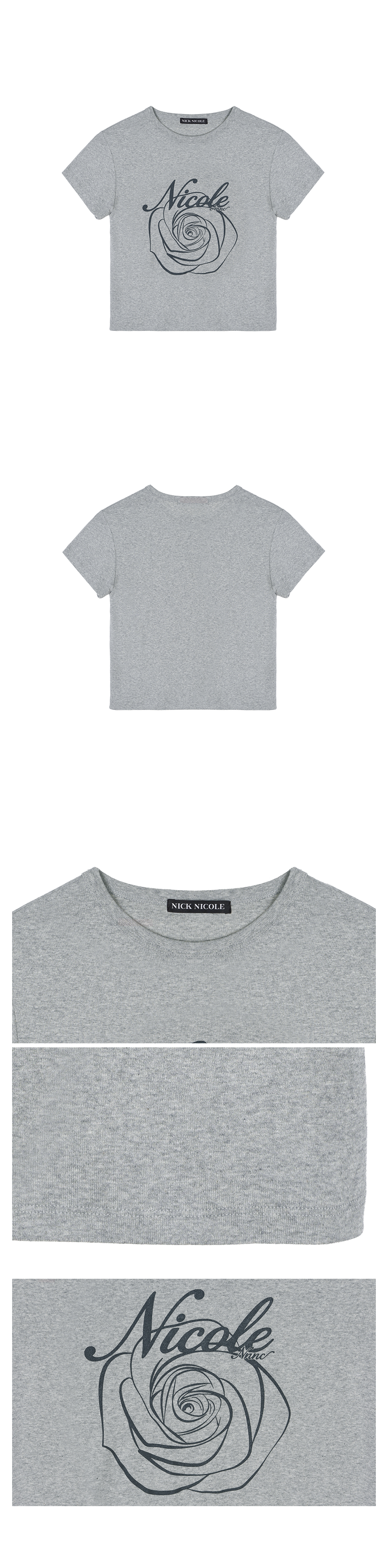 ROSE LETTERING CROPPED TOP #徐睿知同款! - 5 COLORS GREY