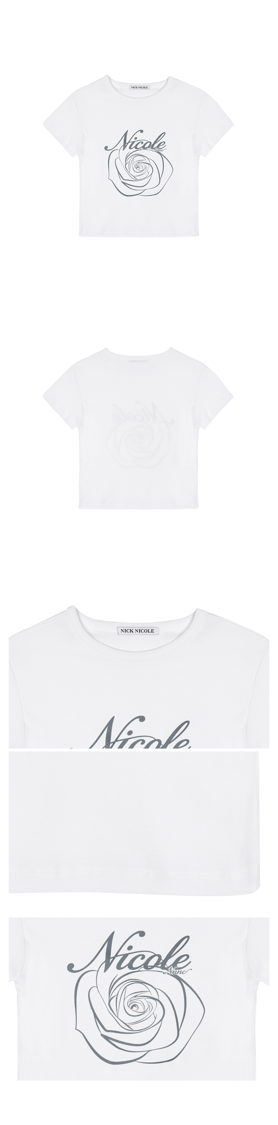 ROSE LETTERING CROPPED TOP #徐睿知同款! - 5 COLORS WHITE
