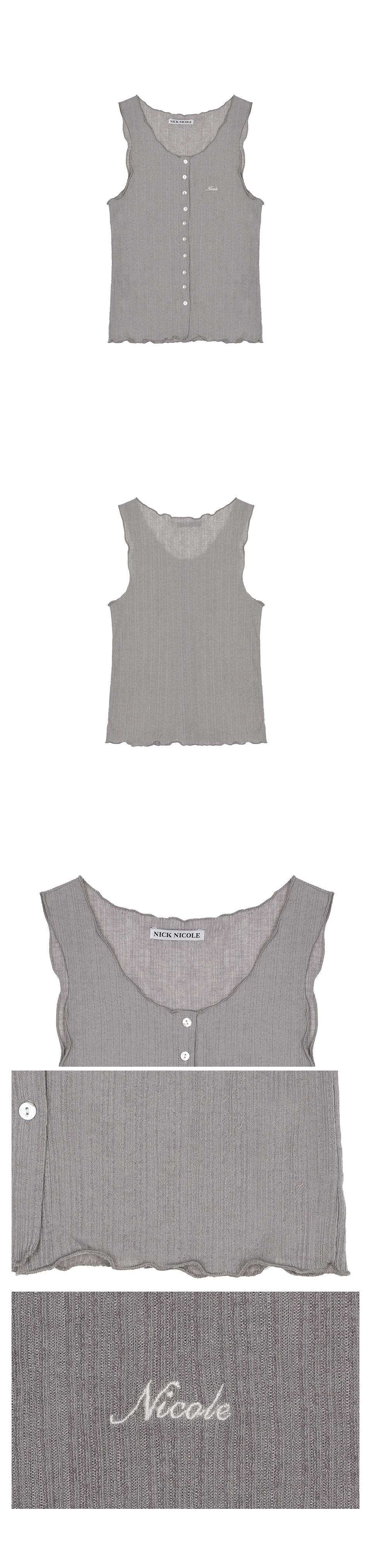 WAVE BUTTON SLEEVELESS TOP - 4 COLORS GREY