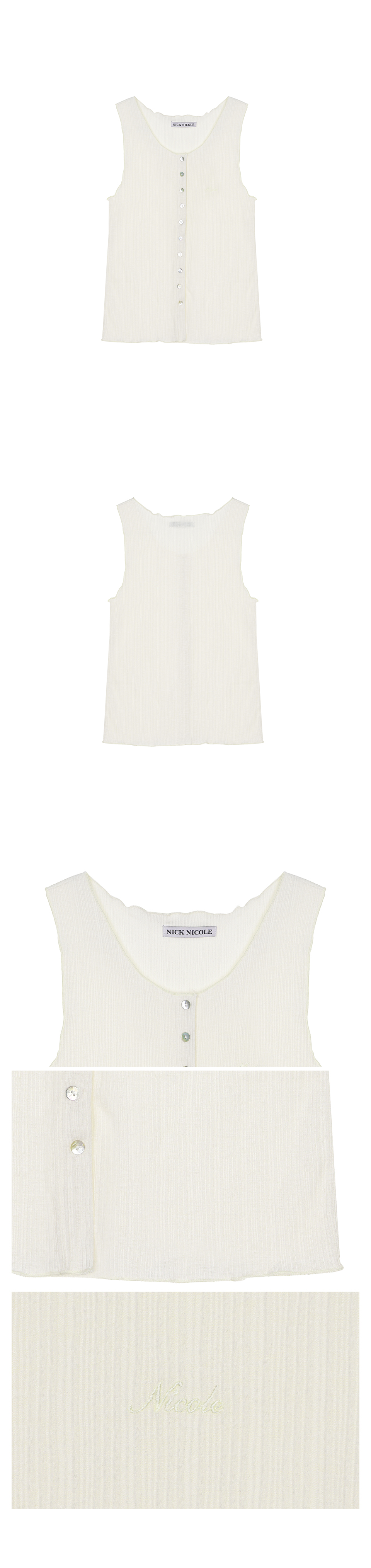 WAVE BUTTON SLEEVELESS TOP - 4 COLORS CREAM