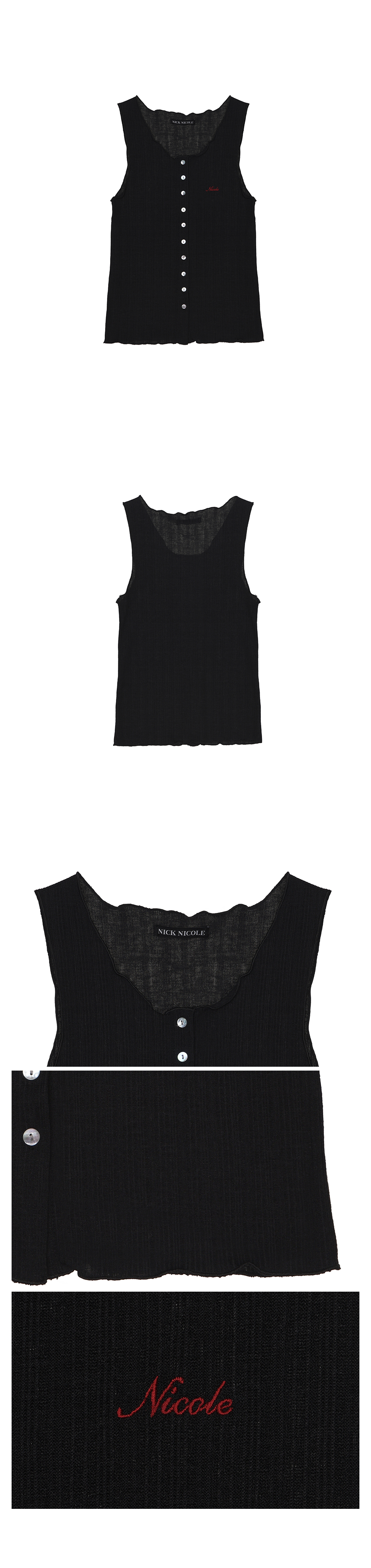 WAVE BUTTON SLEEVELESS TOP - 4 COLORS BLACK